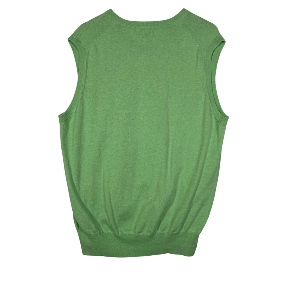 Peter Millar Mens Large Green Sweater Vest Cotton Cashmere Golf Preppy - Picture 3 of 11